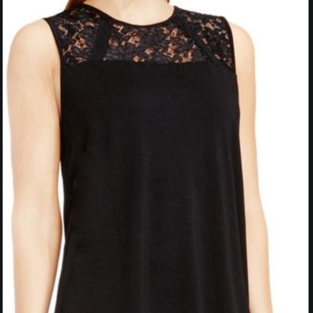 Vince Camuto Lace Yolk Blouse Size M Black